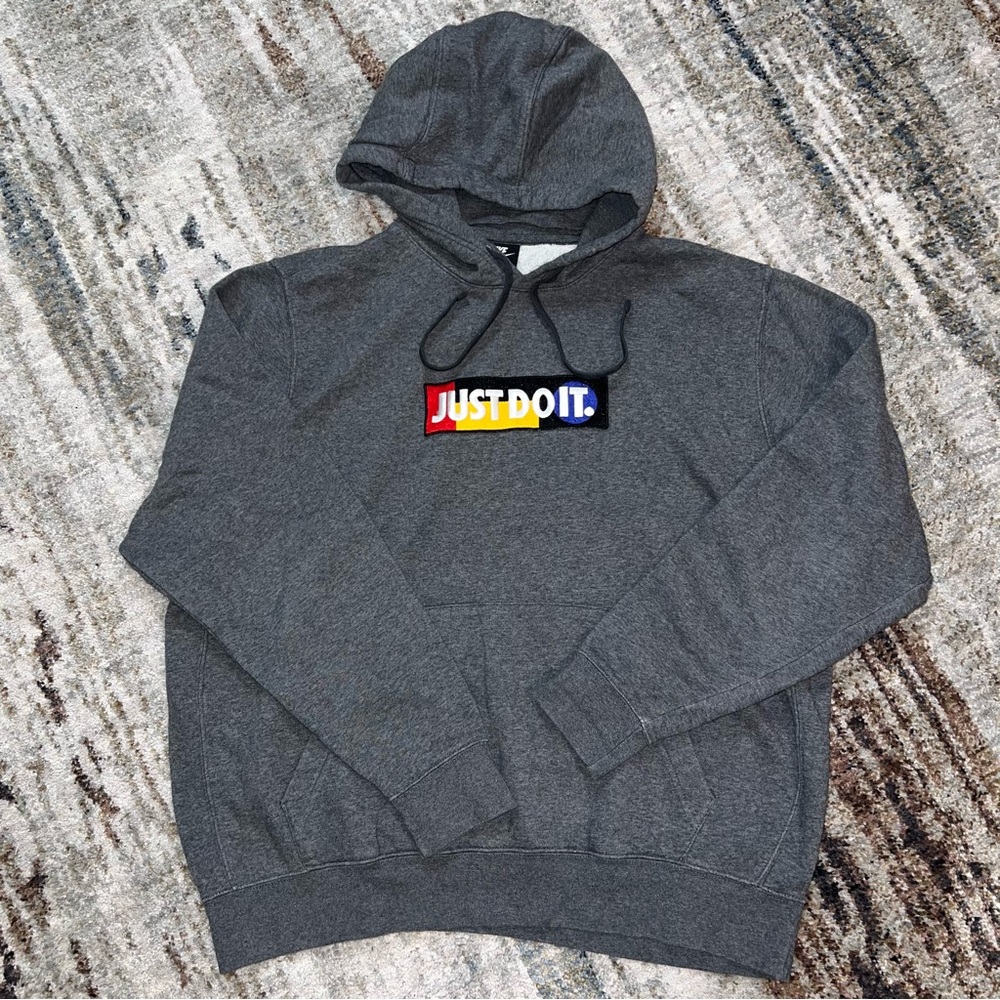 Nike Just Do It Pullover Sweatshirt Hoodie Charcoal Grey